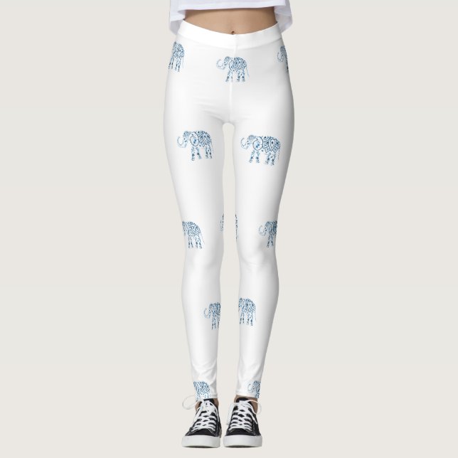 Elefant, tryckt baljväxter leggings (Framsida)