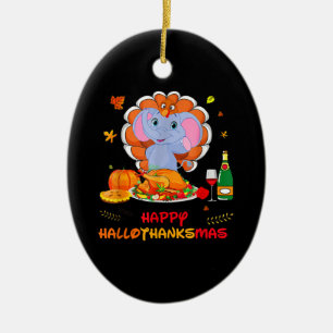 Elefant Turkiet Thankgiving Vin Lycklig Hallo Julgransprydnad Keramik