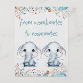 Elefant Tvilling Födelsedag Vykort