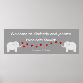 Elefant-Twillingar Banner för neutrala babyskor Poster