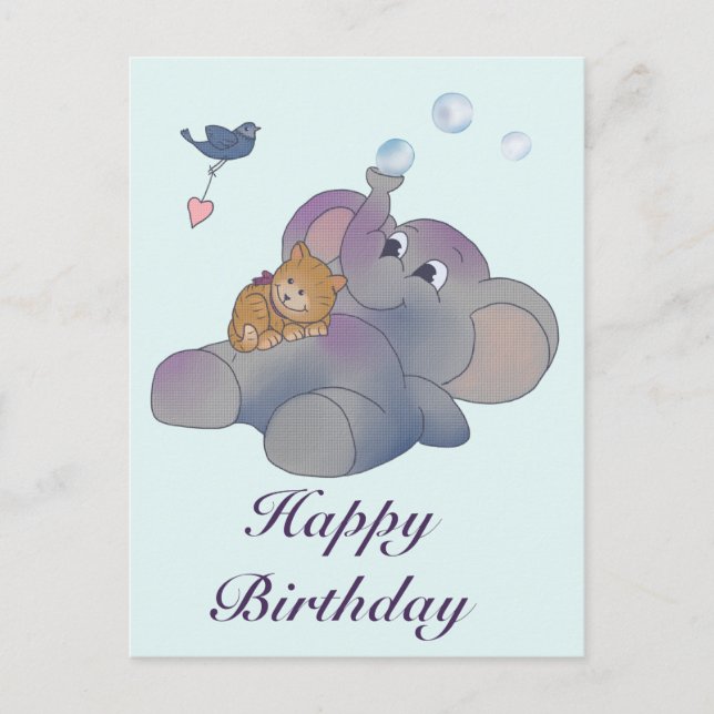 Elefant und Katze Vykort (Framsida)