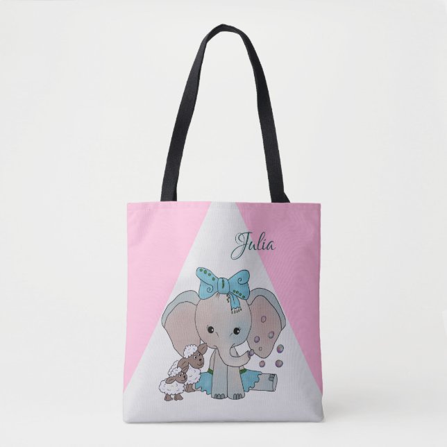 Elefant und Lämmer personalisiert Babydecke Tygkasse (Framsida)