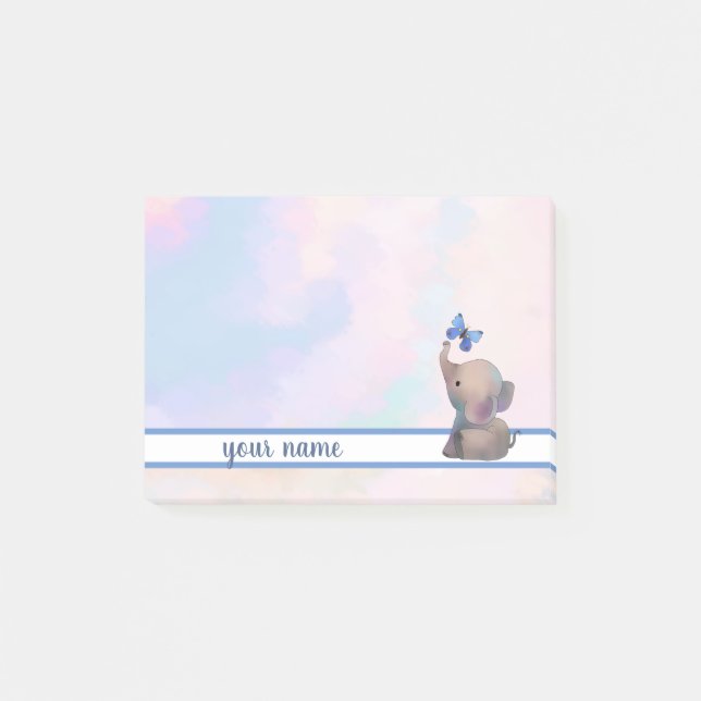 Elefant und Schmetterling Klebezettel Post-it Block (Framsida)