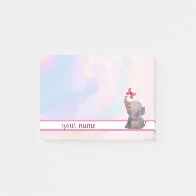 Elefant und Schmetterling Klebezettel Post-it Block (Framsida)