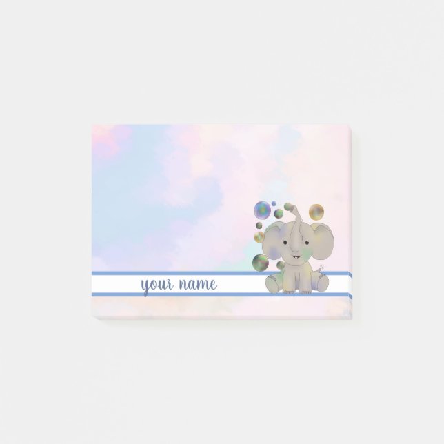 Elefant und Seifenblasen Post-it Klebezettel Block (Framsida)