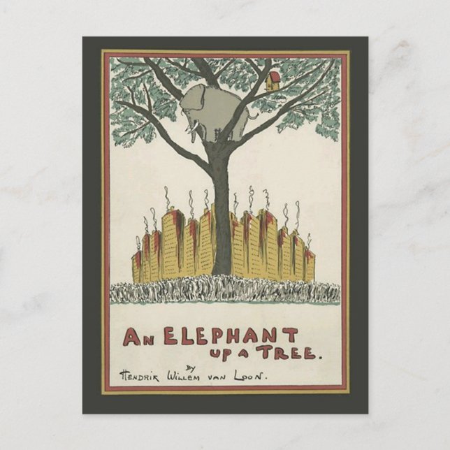 Elefant upp ett träd vykort (Framsida)