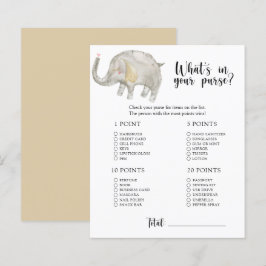 Elefant - Vad har du i väskan baby shower spel