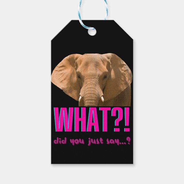 Elefant Vad sa du just? Presentetikett (Framsidan)