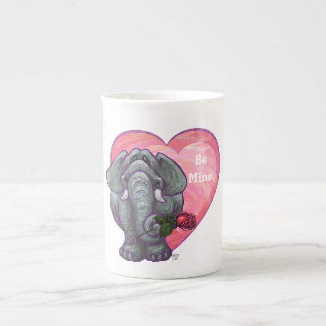 Elefant Valentindagen Benporslin Mugg (Framsidan)