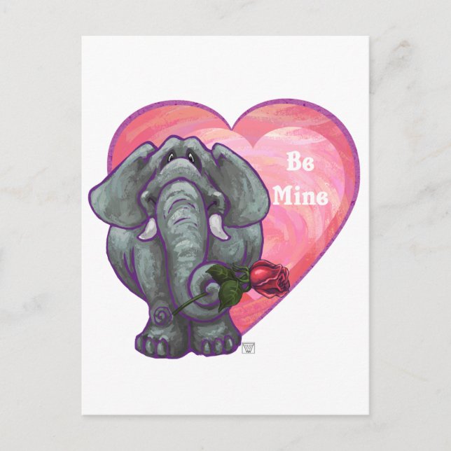 Elefant Valentindagen Helg Vykort (Framsida)