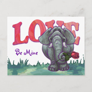 Elefant Valentindagen Helg Vykort