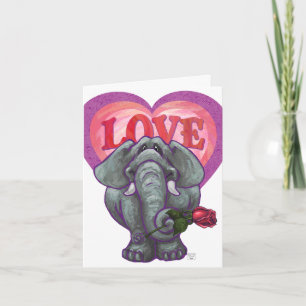 Elefant Valentindagen Helgkort