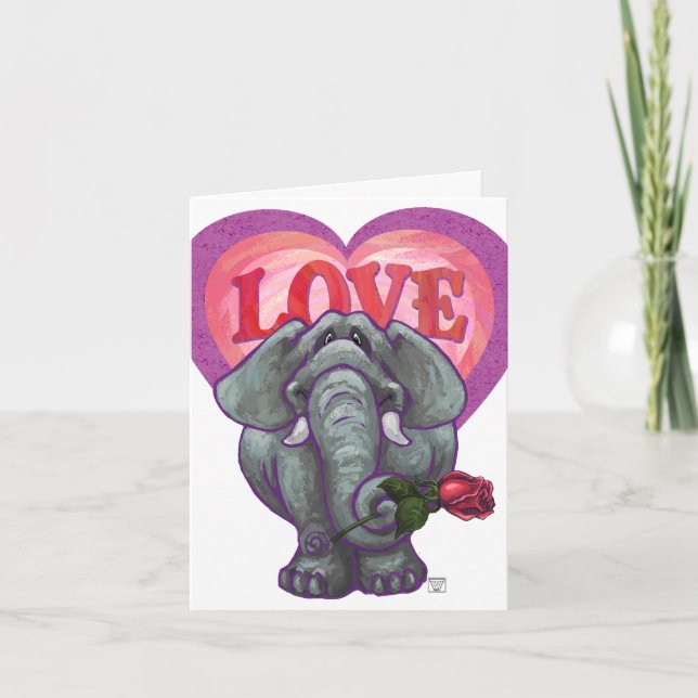 Elefant Valentindagen Helgkort (Framsida)
