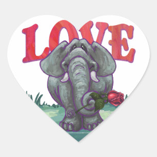 Elefant Valentindagen Hjärtformat Klistermärke
