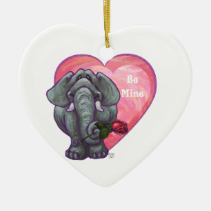 Elefant Valentindagen Julgransprydnad Keramik