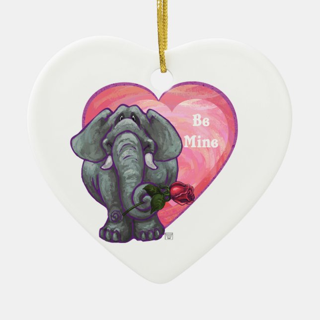 Elefant Valentindagen Julgransprydnad Keramik (Framsidan)