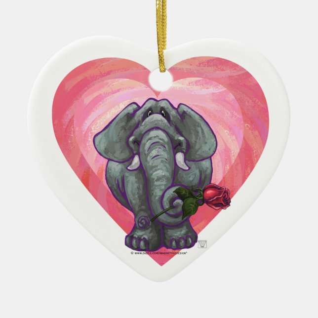 Elefant Valentindagen Julgransprydnad Keramik (Framsidan)
