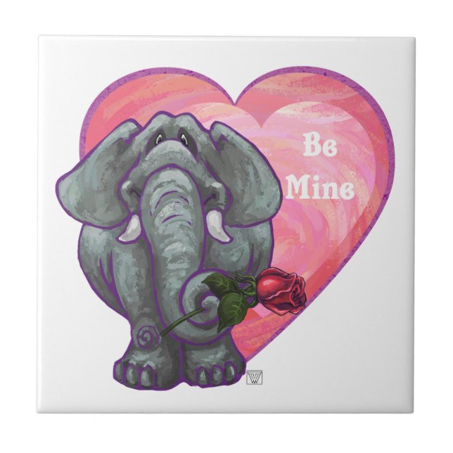 Elefant Valentindagen Kakelplatta (Framsidan)
