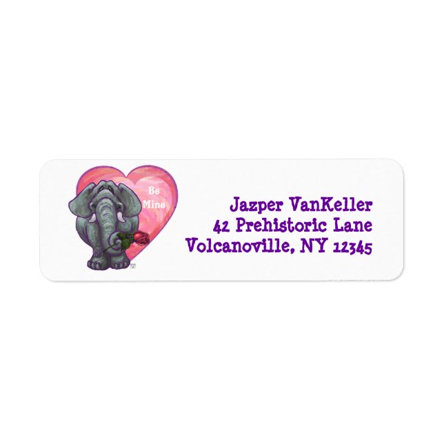 Elefant Valentindagen Returadress Etikett (Framsidan)