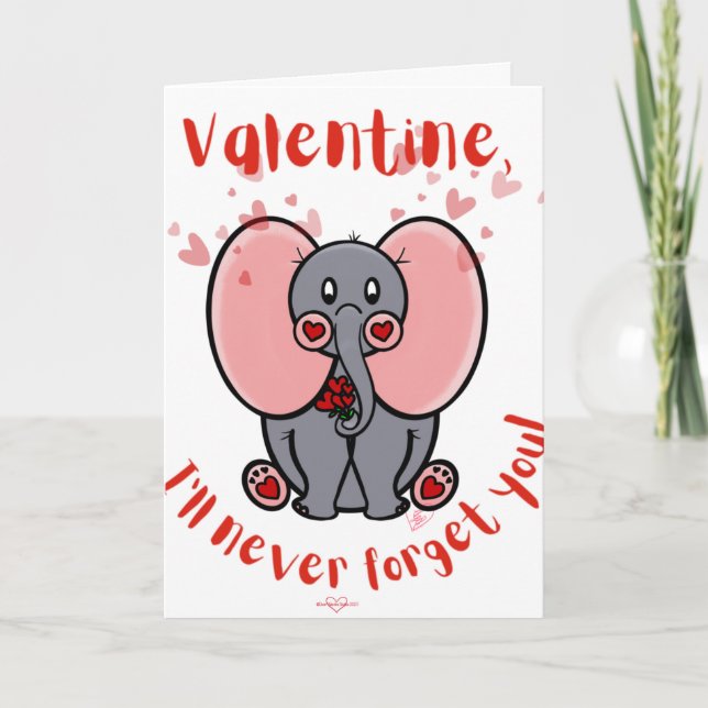 Elefant Valentinens dagskort Kort (Framsida)
