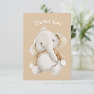 Elefant Vattenfärg Brun Baby Shower Tack Kort