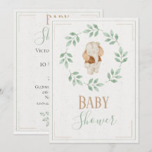 Elefant Vattenfärg Krans Baby Shower