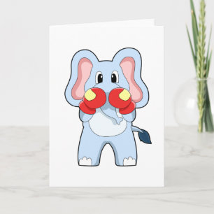 Elefant vid boxning med boxningshandskor kort