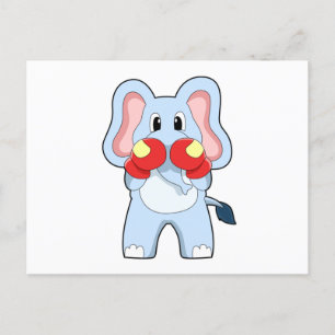 Elefant vid boxning med boxningshandskor vykort