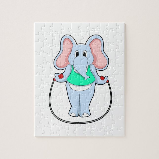 Elefant vid Fitness med Skipping rope.PNG Pussel (Vertikal)