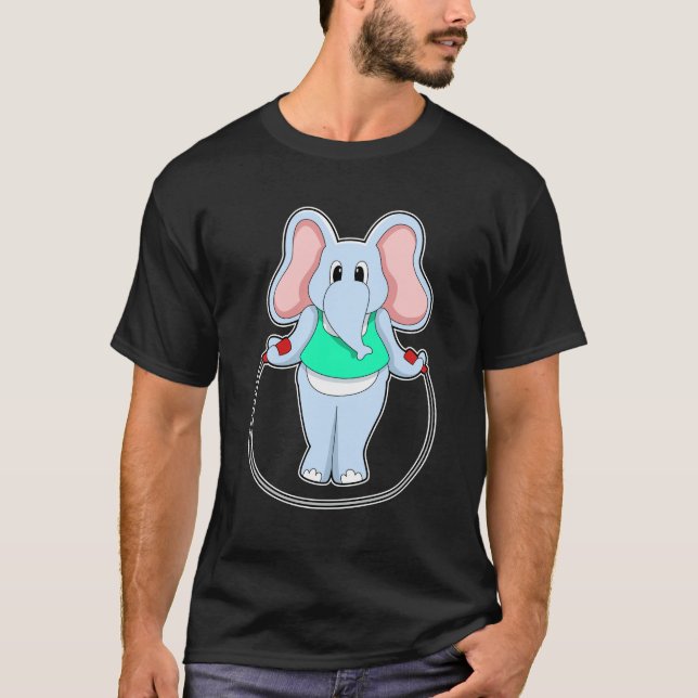 Elefant vid Fitness med Skipping rope.PNG T Shirt (Framsida)