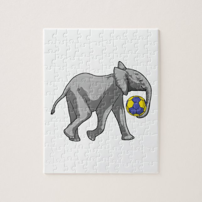 Elefant vid handboll pussel (Vertikal)