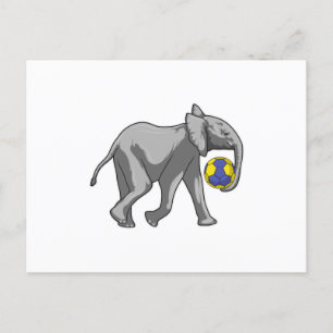 Elefant vid handboll vykort
