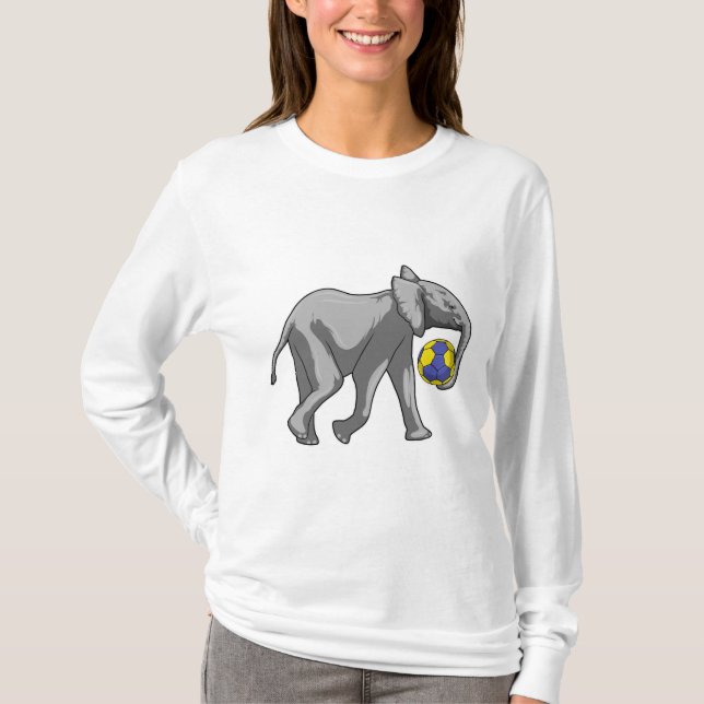 Elefant vid Handbollsidrott T Shirt (Framsida)