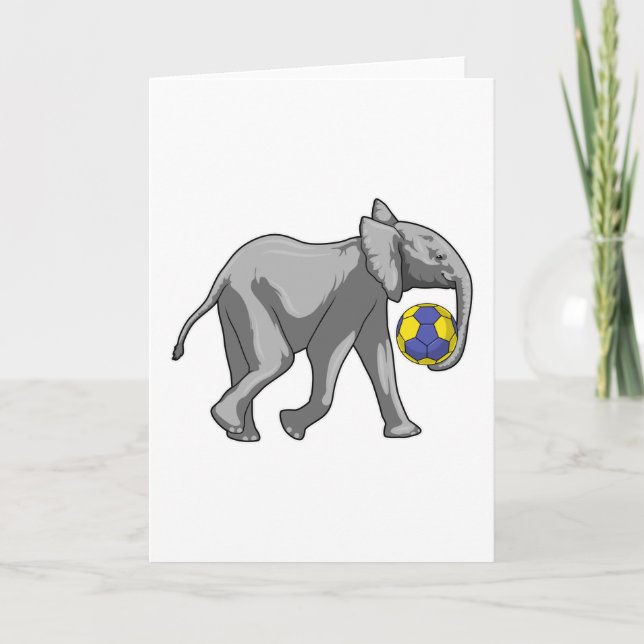 Elefant vid handbollssport kort (Framsida)