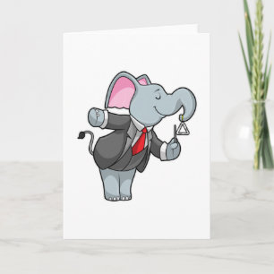 Elefant vid musik med triangel kort