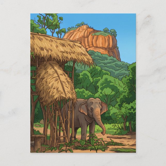 Elefant vid Sigiriya vykort (Framsida)