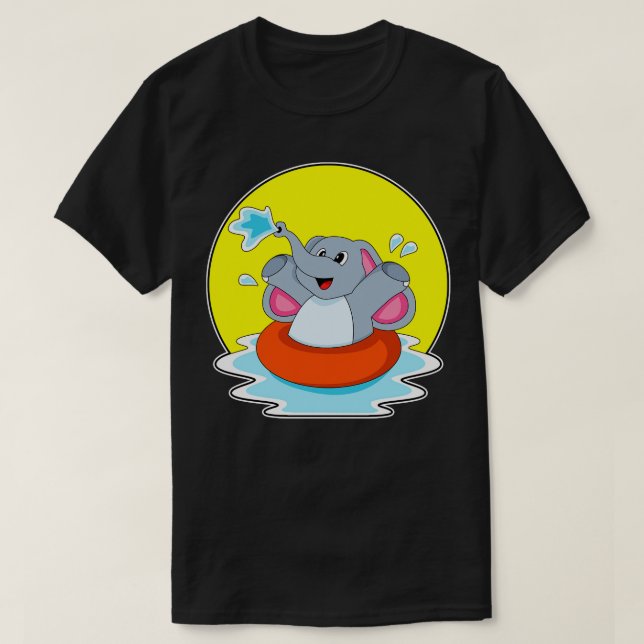 Elefant vid simning med livboj t shirt (Design framsida)