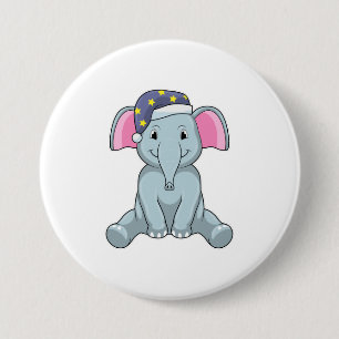 Elefant vid sömn med nattskydd knapp