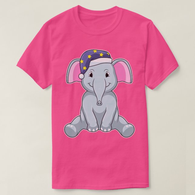Elefant vid sömn med nattskydd t shirt (Design framsida)