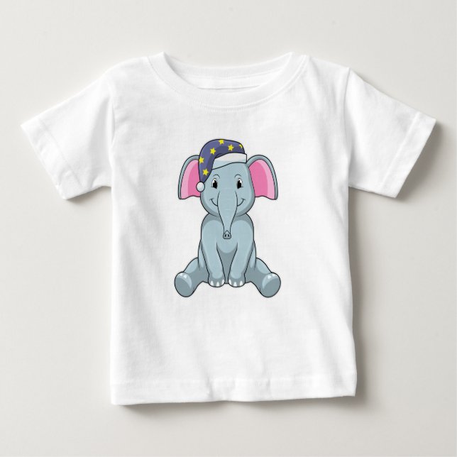 Elefant vid sömn med nattskydd t shirt (Framsida)