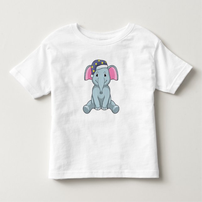 Elefant vid sömn med nattskydd t shirt (Framsida)