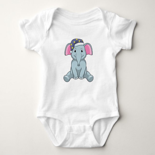 Elefant vid sömn med nattskydd t shirt (Framsida)