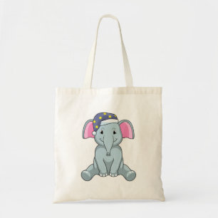 Elefant vid sömn med nattskydd tygkasse