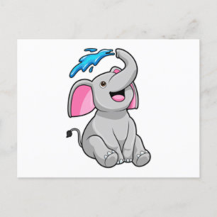 Elefant vid Splash med vatten Vykort