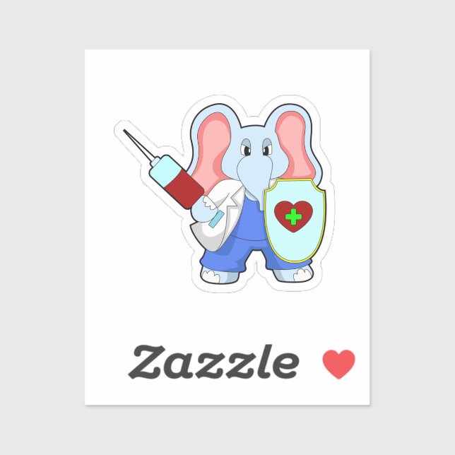 Elefant vid vaccinering med spruta klistermärken (Ark)