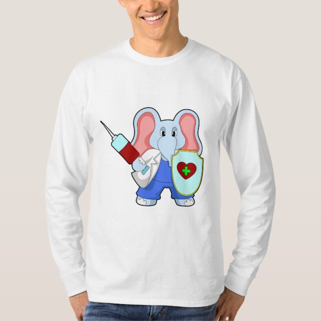 Elefant vid vaccinering med spruta t shirt (Framsida)