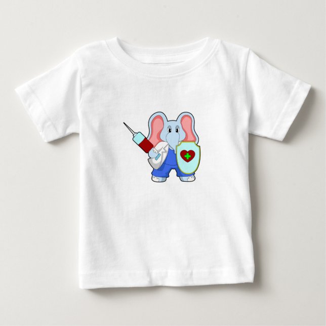 Elefant vid vaccinering med spruta t shirt (Framsida)