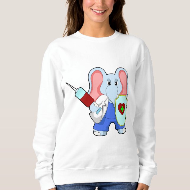 Elefant vid vaccinering med spruta t shirt (Framsida)