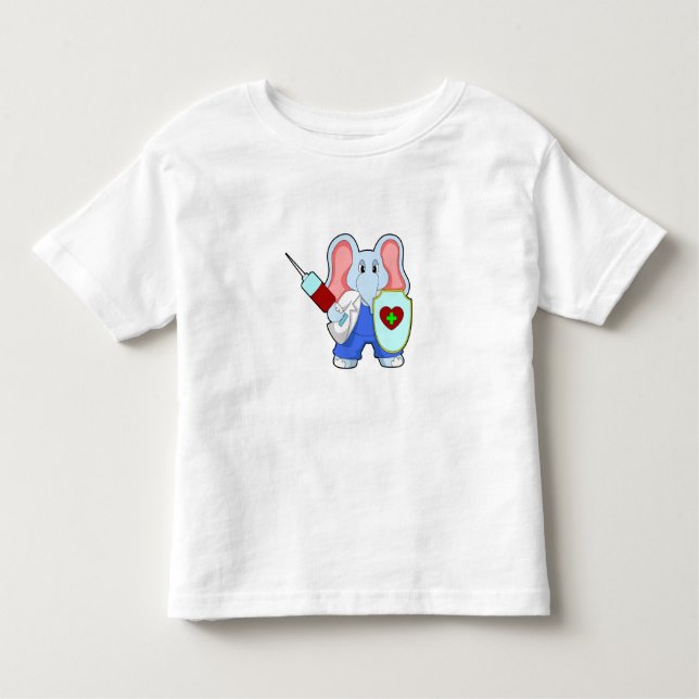 Elefant vid vaccinering med spruta t shirt (Framsida)
