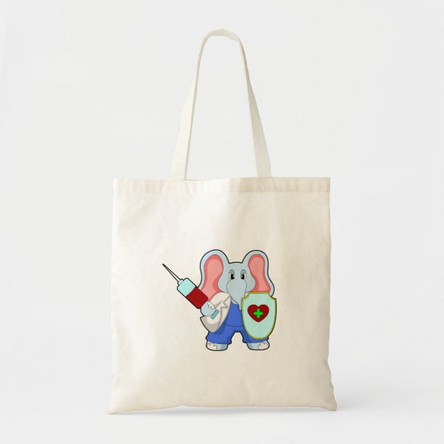 Elefant vid vaccinering med spruta tygkasse (Framsidan)